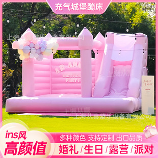 Inflatable White Wedding Castle Kids Outdoor Inflatable Jumping Bed European Style Proposal Photography Props Birthday Party Decor