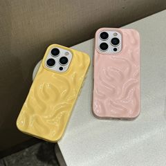 陨石纹适用iPhone16硅胶手机壳亮面折皱苹果15简约纯色14保护套13