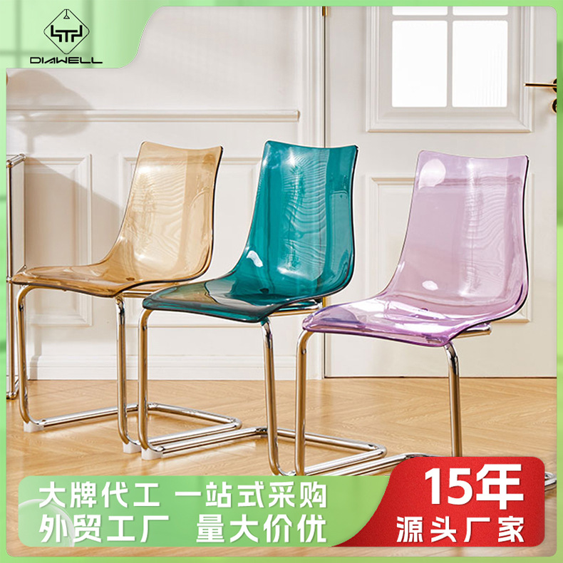 Sillas transparentes simples personalizadas sillas de comedor acrílicas diseñadas para el hogar en línea creativas de mesa de comedor respaldadas