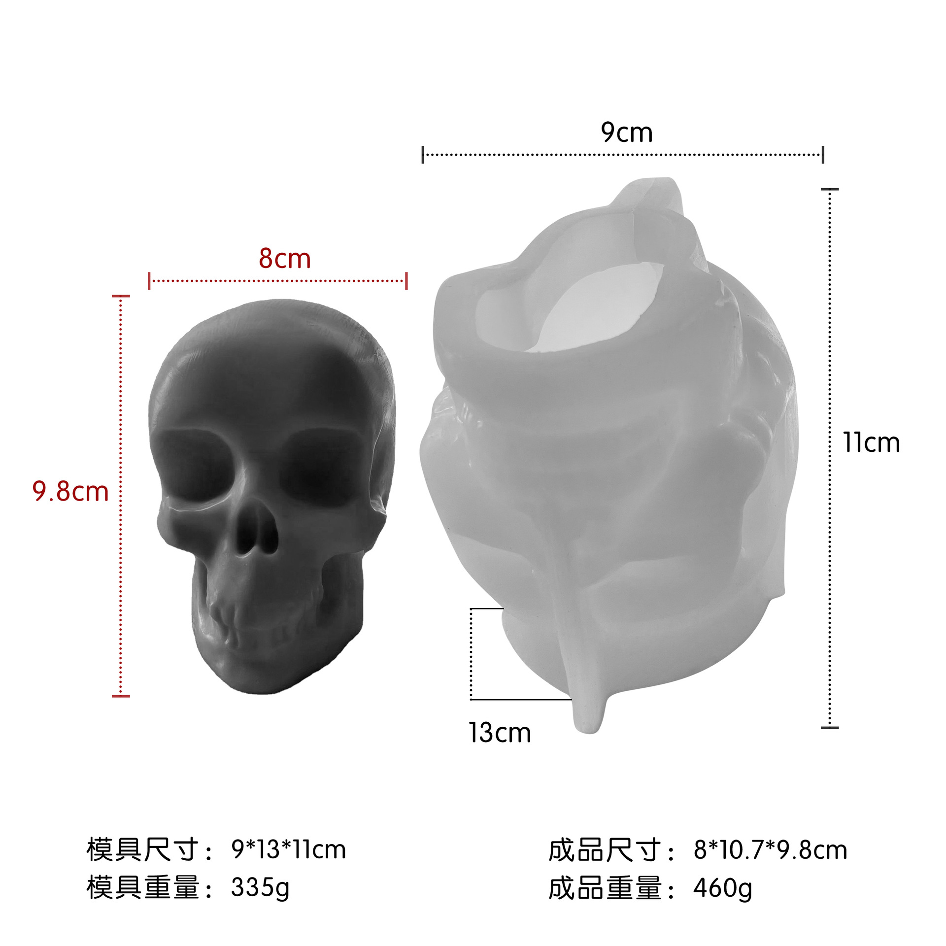 Jiahuimei Calavera de Halloween Aromaterapia Molde Vela DIY Vela de yeso de Pascua Abrasivo de silicona
