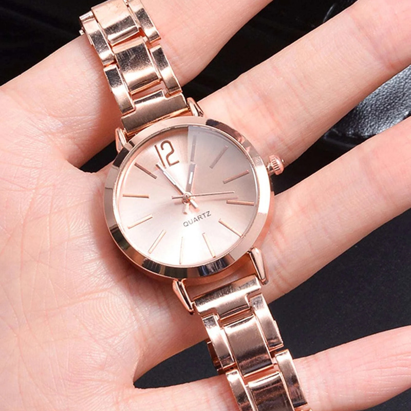 Reloj de mujer correa de acero temperamento reloj de pulsera de moda simple moda reloj de cuarzo conjunto de pulsera image 4