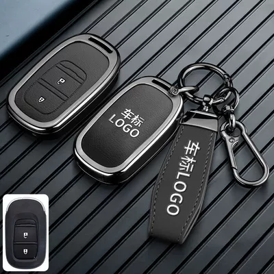 Car key bag, Suitable for Dongfeng Honda - honda-c-model-2-button-leather-textured-black-short-strap-buckle