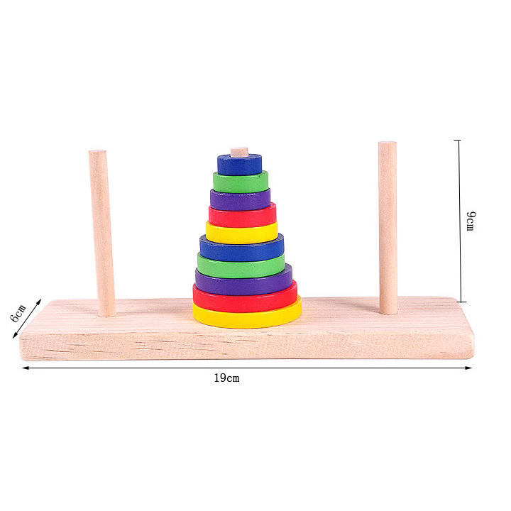 Juguetes de inteligencia clásica para adultos juguetes de madera Tahe Torre interior colorido Yugong moviendo montaña colorido tamaño pequeño torre de diez capas de Hanoi
