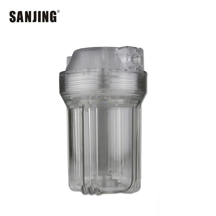 Botella de filtro a prueba de explosiones PET de 5 pulgadas 2 puntos 4 puntos cartucho de filtro de presión instrumento de belleza botella de agua residual hebilla botella de filtro completamente transparente