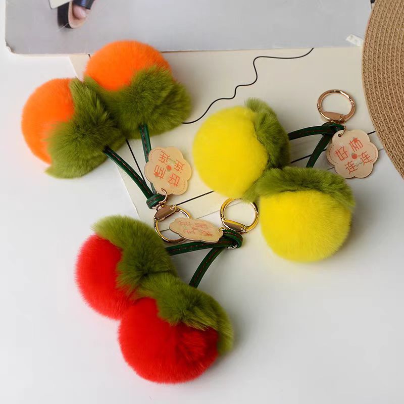 Colgante de caqui creativo lindo pequeño caqui colgante de peluche llavero de automóvil bolso colgante regalo