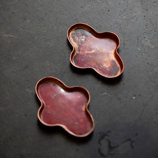 Handmade copper hammering coaster cup holder small saucer cup heat insulation mat small refreshment tray forging copper ware