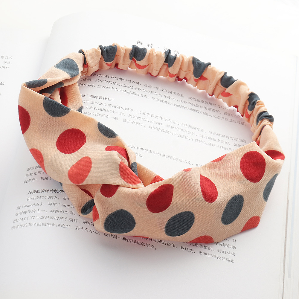 Wholesale Jewelry Polka-dot Cross-knotted Wide-brimmed Fabric Headband Nihaojewelry display picture 8