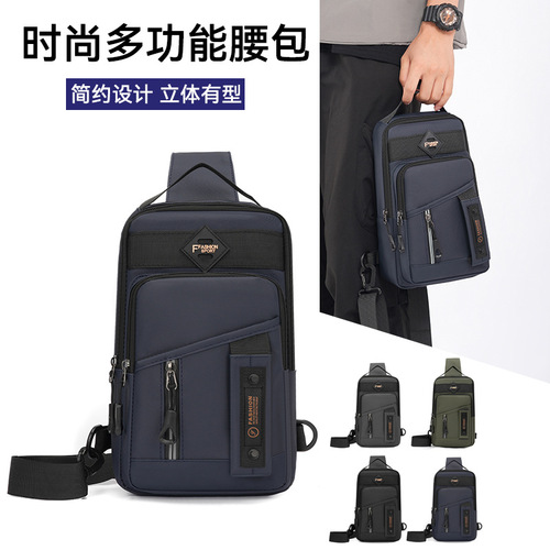 Foreign trade new fashionable chest bag, men's all-matching portable commuting shoulder bag, fashionable simple portable cross-body bag