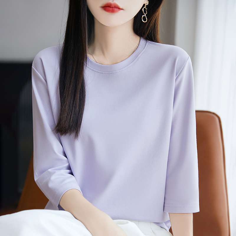핑크 퍼플 라운드 넥