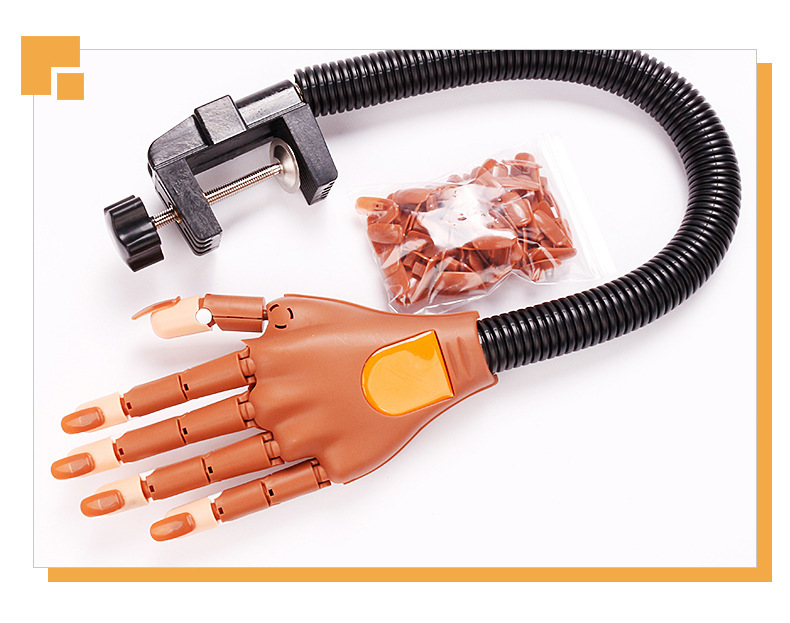 Nail Tools Nail Supplies Nail Art Non-Standard Joint Practice Prosthetic Hand Flexible Movable Model Mechanical Prosthetic Hand With Bracket 100P Nail Tip