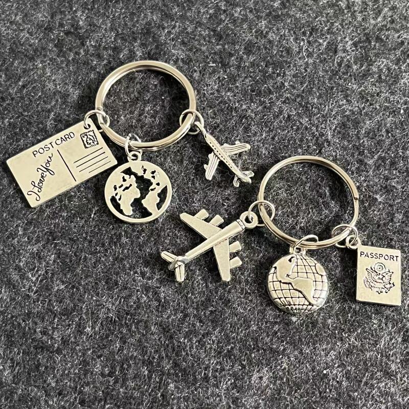 European and American Cross-Border Airplane Postcard Map Passport Flight Travel Commemorative Keychain