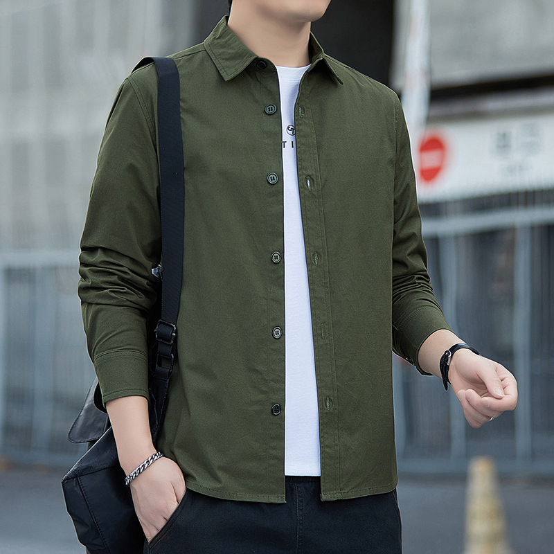 Spring and Autumn New Long Sleeve Shirt Men's Fashion Casual Loose Business Shirt Young Workwear Casual Coat Trendy