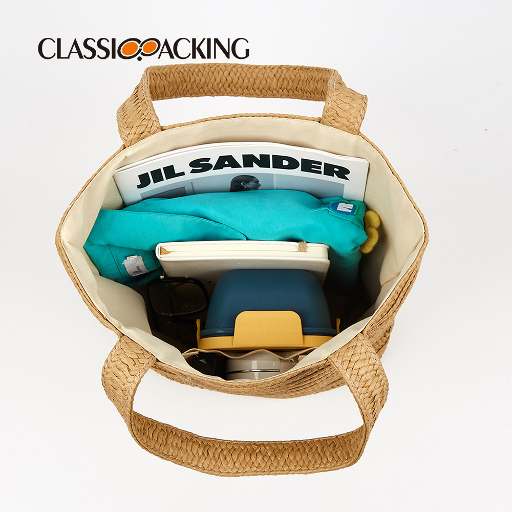 2023 bolso protección del medio ambiente material de paja de papel bolsa de viaje de gran capacidad simple bolsa de almacenamiento multifuncional japonesa