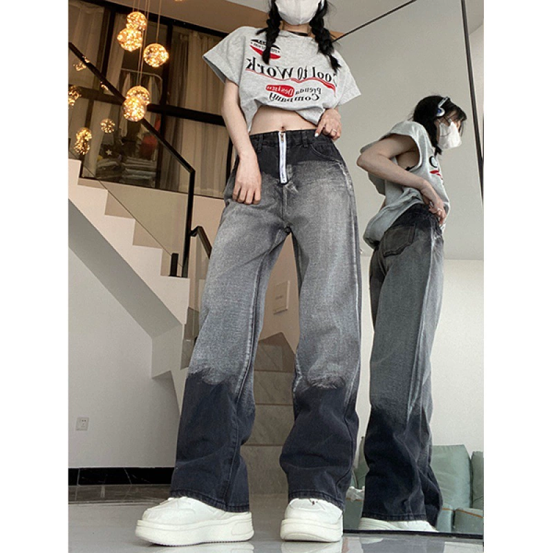 Старые медные ржавые американские ретро прямые брюки широкие брюки с высокой талией джинсы женские свободные тонкие высокие брюки