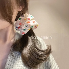 純欲甜妹~少女韓腸發圈布藝頭繩簡約彩色愛心大號髮飾頭飾