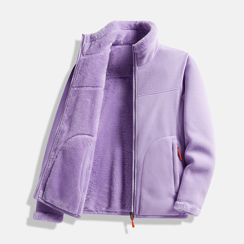 Huang Kong Camel Fleece Women's Tops Polar Fleece Top Autumn and Winter Reversible Thickened Coral Fleece Sweatshirt Cardigan