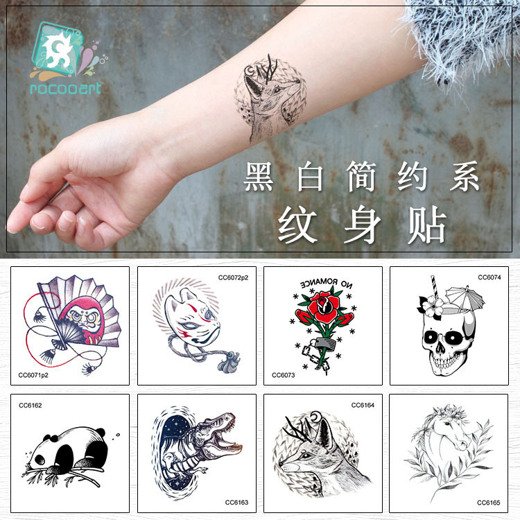Factory in stock waterproof small fresh tattoo stickers plain personality black and white simple tattoo stickers temporary tattoo stickers