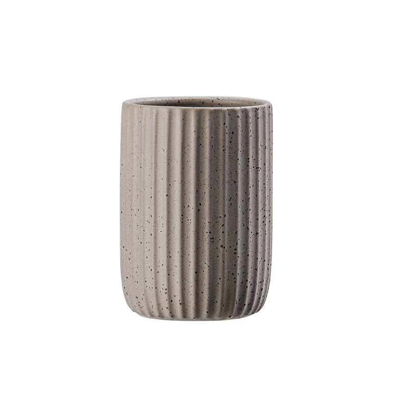 Modern Minimalist Ceramic Striped Vertical Pattern Couple's Toothbrush Mouthwash Cup, Bathroom Wash Cup_voghion.com