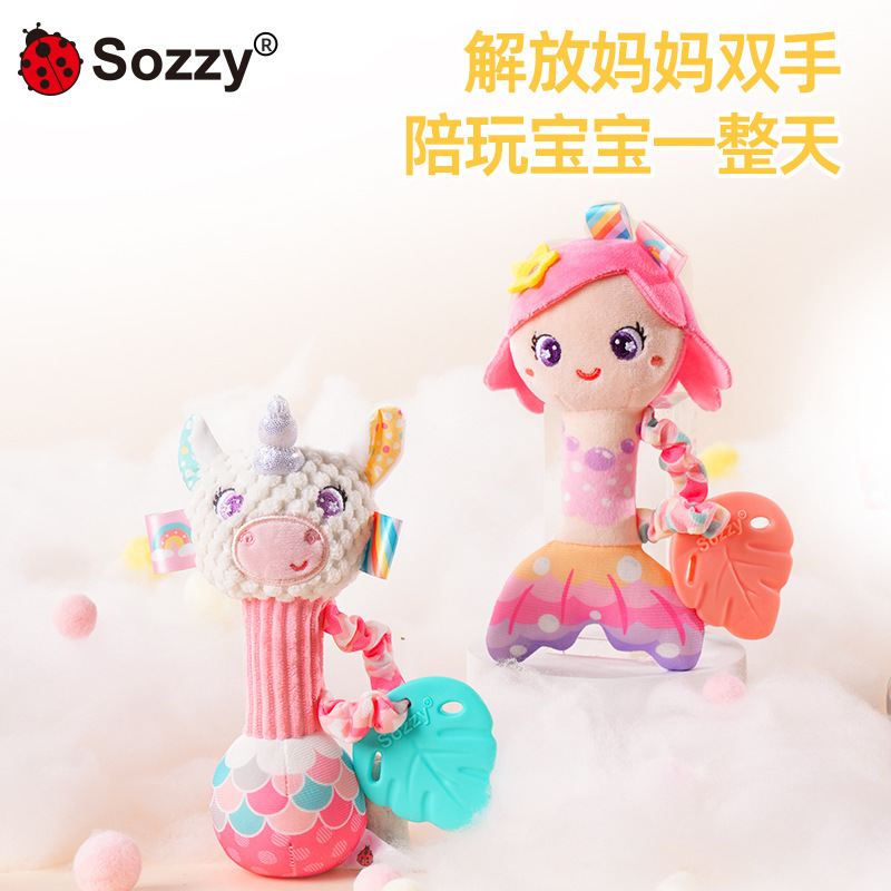 Sozzy peluche mano campana sirena unicornio bebés mecedoras 0 - 1 años de edad bebé acertijo tranquilizador campana de cama juguete