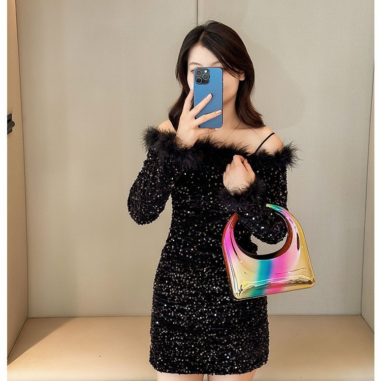 2025 nueva moda transfronteriza bolsa de cena de mujer acrílico brillante bolsa de meseta de fiesta simple bolsa cuadrada mochila