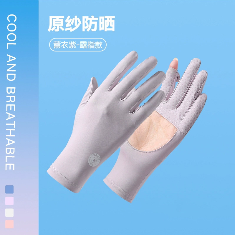 Guantes de protección solar de seda de hielo para mujer, primavera y verano, protección UV al aire libre, guantes de ciclismo delgados y transpirables, pantalla táctil antideslizante con fugas