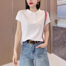 小个子巨好看的大码女装时尚休闲通勤夏季2025新款简约白色短袖女