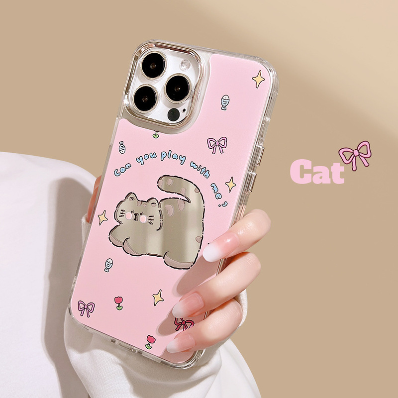 Pink Cat Fish Suitable for iPhone 17, 14 Pro Max Phone Case, 16 Electroplated Mirror iPhone 13 Original 15 Cute