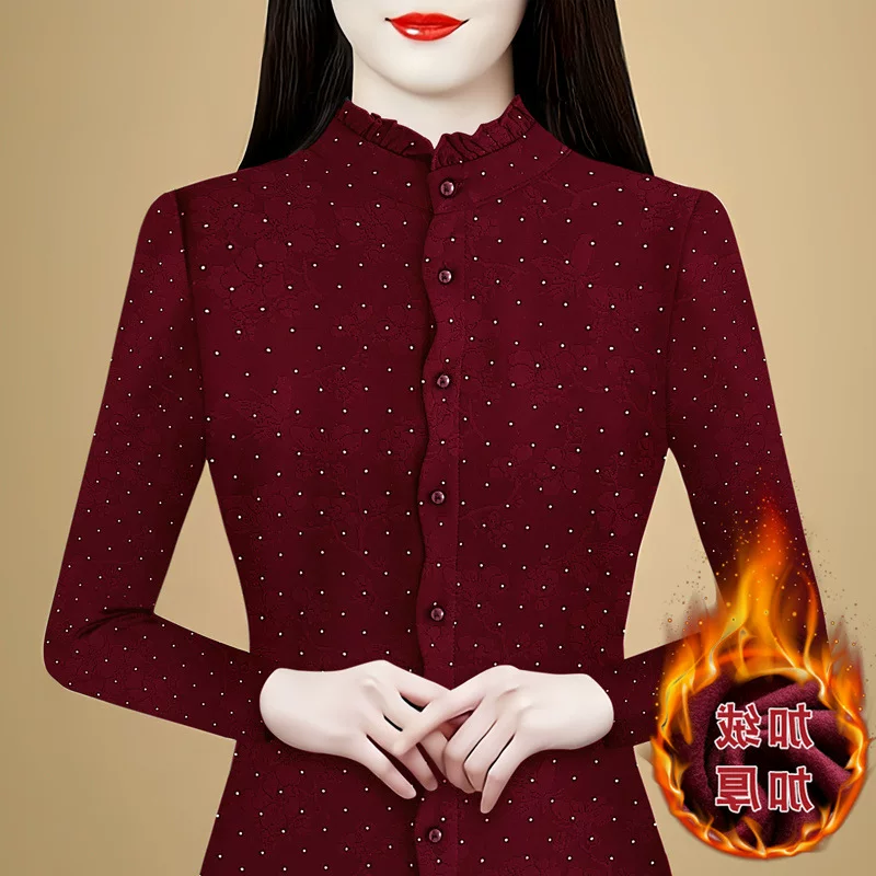 Winter velvet shirt, body-friendly long-sleeve