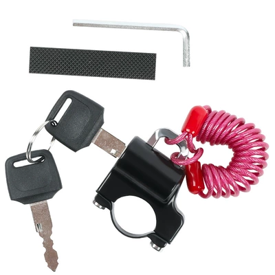 Helmet lock, artifact half helmet universal full - helmet-lock-handlebar-rose-spring-wire-rope