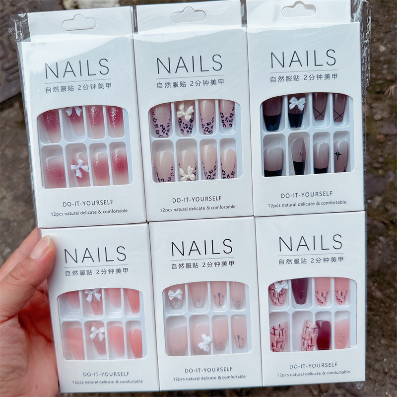 Uñas Postizas Largas de Ballet con Diseño de Moño para Mujeres image 5