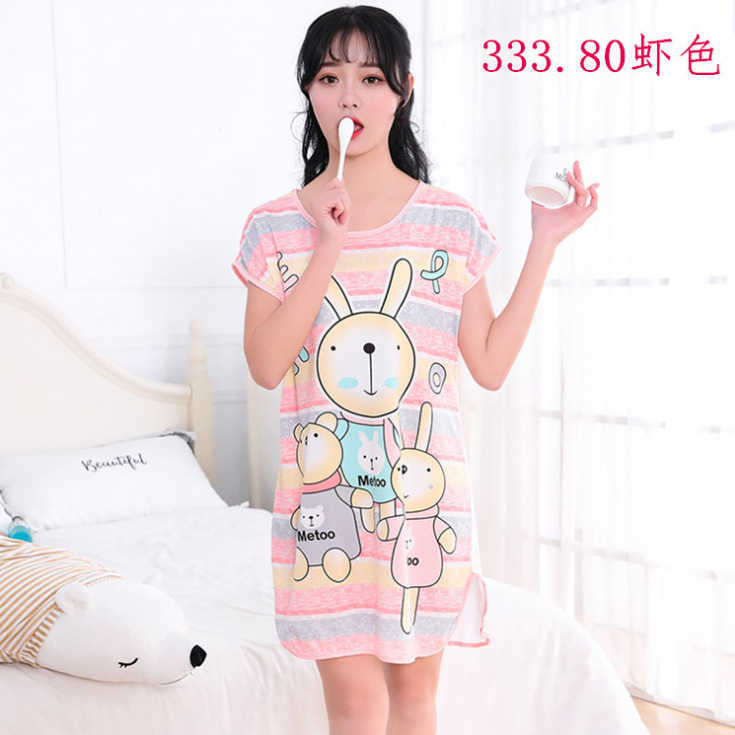 Camisón de verano pijamas de las mujeres de manga corta de dibujos animados lindo camisón Delgado desgaste del hogar Comercio exterior transfronterizo al por mayor