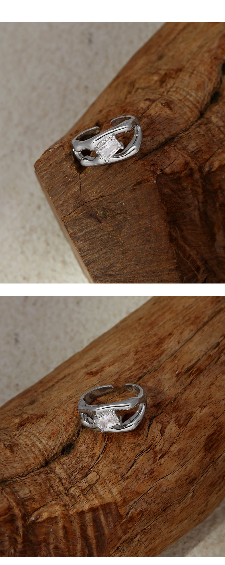 European and American style ring on Instagram, cold style zircon inlaid hollowed-out fashion ring, new design sense open ring for autumn and winter pic 6