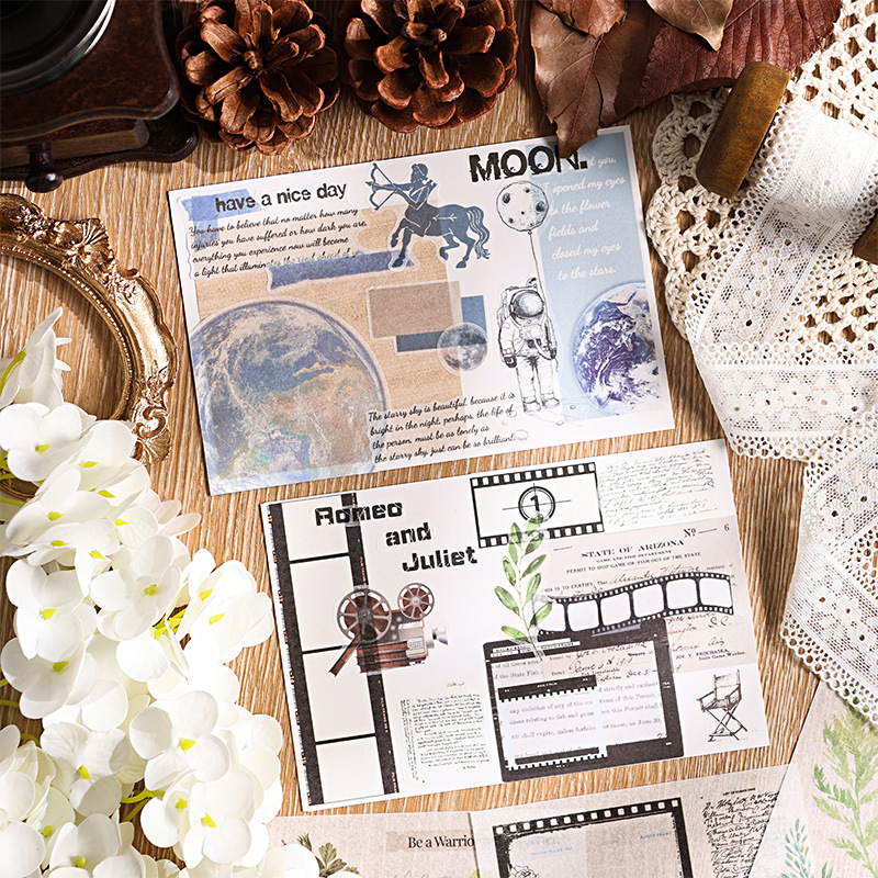 Guía de fotos de luz y sombras, pegatinas retrógradas, cuentas de mano, diarios, materiales de decoración retrógrados, libros de paisaje y papelería de papel