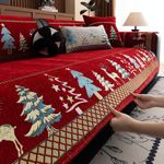 圣诞风加厚雪尼尔沙发垫2025新款四季通用防滑一片式坐垫沙发套罩