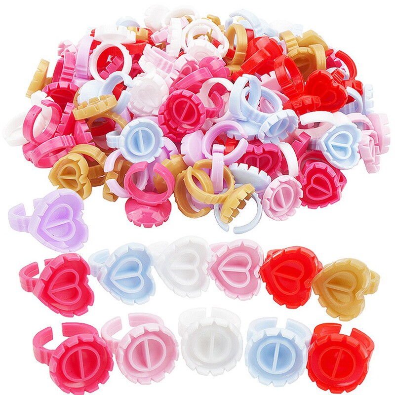 Heart-Shaped Ring Cup, Tattoo Ink Cup, False Eyelash Extension Cup, 100 Glue Trays, Cross-Border Wholesale