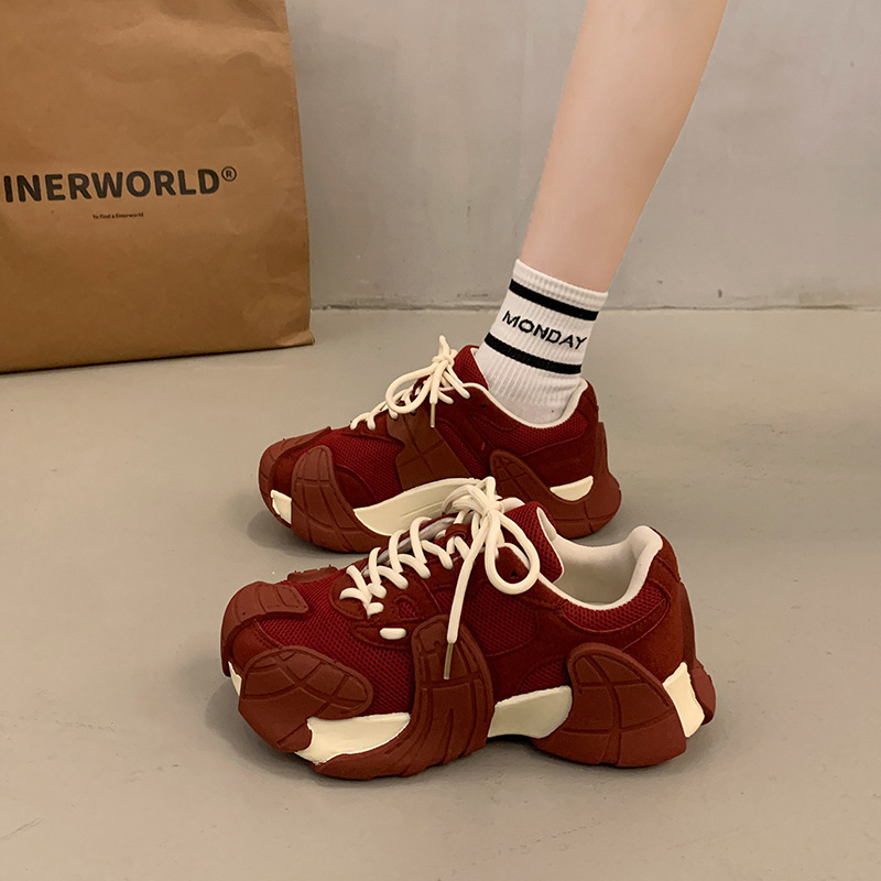 European Style Height-Increasing Personality Octopus Dad Shoes for Women 2025 Autumn New Trendy Mesh Thick-Soled Casual Sneakers