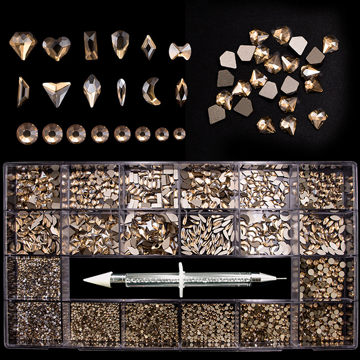 Comercio exterior transfronterizo 21 rejilla de uñas taladro especial en forma de diamante Amazon traje de uñas DIY joyería de uñas taladro de uñas