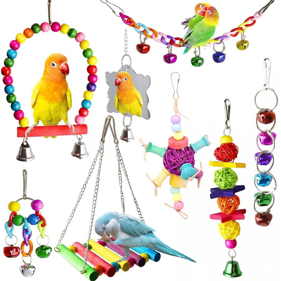Juegos de juguetes de pájaros explosivos transfronterizos de artículos de pájaros roer y tirar juguetes de pájaros para aliviar el aburrimiento escaleras columnas juguetes de loros image 24