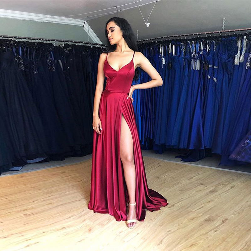 El Comercio Exterior de Europa y América Amazon AliExpress deseo sexy nuevo largo elegante sexy split adelgazar vestido image 3