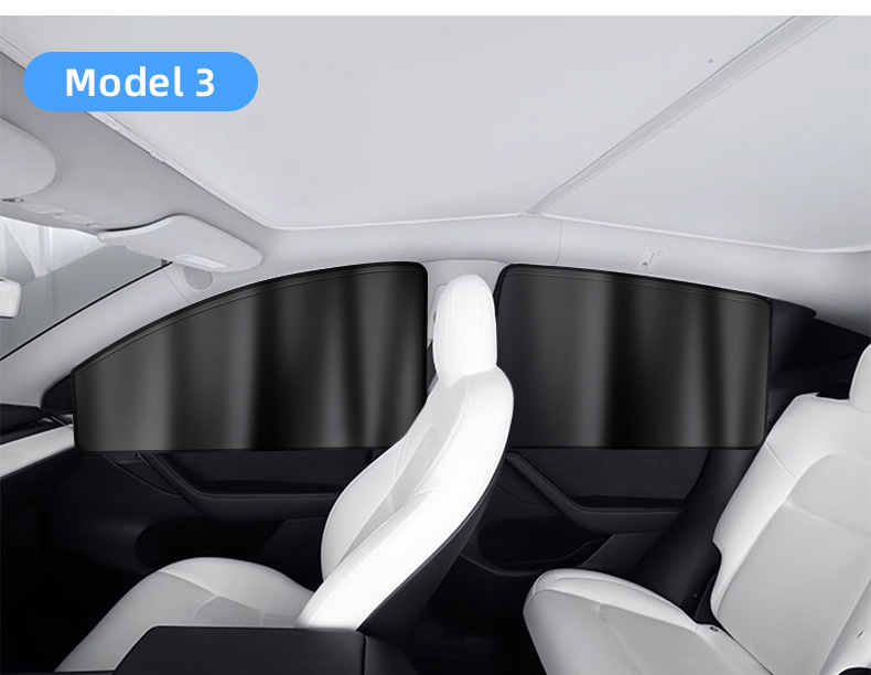 Suitable for Tesla Model 3/Y Window Sunshade Track-Type Side Window Heat Insulation Privacy Blackout Curtain Car Curtain