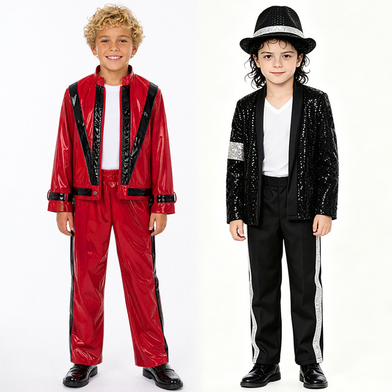 Amazon Cross-Border Michael Jackson Performance Costumes for Men and Women, Jackson Imitation Costumes, Performance Outfit Set