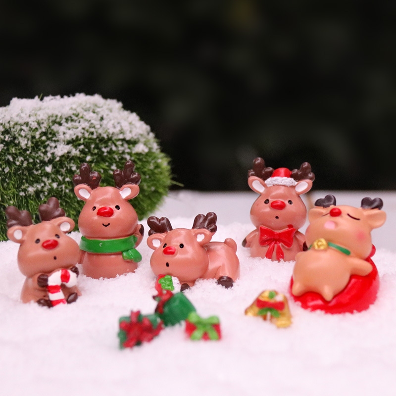 2022新品サンタクロース雪だるまヘラジカクリスマスツリー模型フィギュア人形デスクトップ微景観小物|undefined
