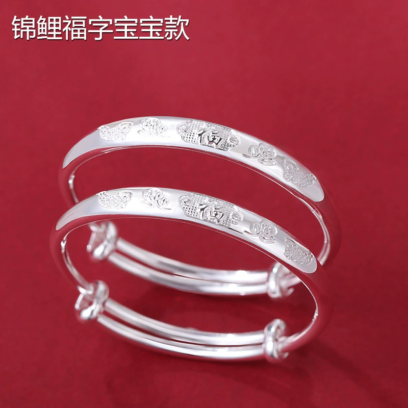 Аутентичный браслет из стерлингового серебра 999 пробы для новорожденного ребенка, год змеи, детский кои, благословение, серебряный браслет, пара, один месяц