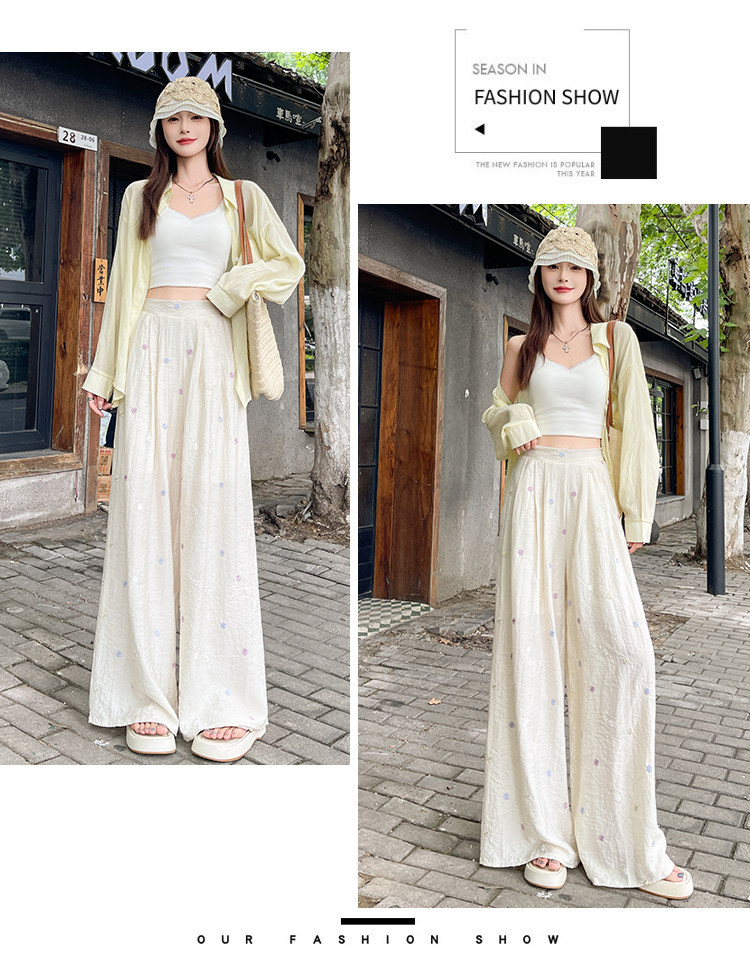 Quần culottes nữ ống rộng cạp cao vải linen phối sợi mát, dáng suông rủ nhẹ — Nhỏ màu hồng chi tiết 38