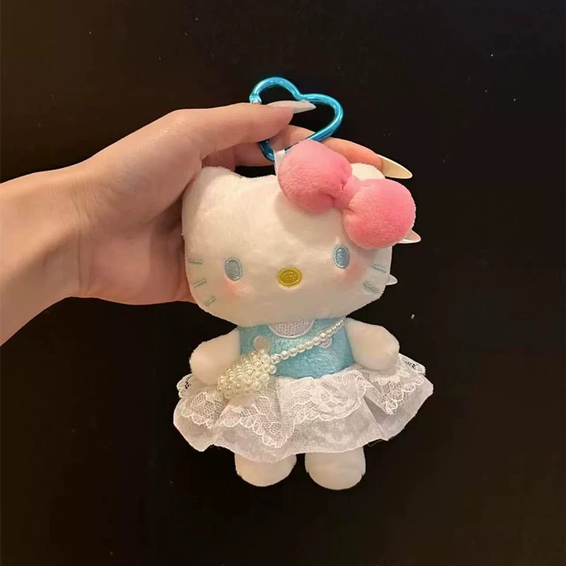 Sanrio, Hello Kitty, настоящая плюшевая подвеска, кукла, милый брелок для ключей, школьная сумка
