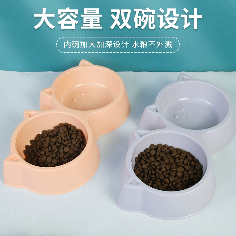 Производители мисок для кошек оптом защита шейного отдела позвоночника Питьевая миска для домашних животных двойная миска Антидетонационная миска для кормления и питья маленьких собак двойная миска для собак