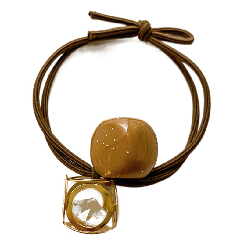 Aleación de estilo coreano hueco cuadrado rhinestone banda de pelo cabeza de bola pequeña banda de goma cuerda de pelo accesorios de cabello de alta elasticidad cuerda de pelo para las mujeres al por mayor