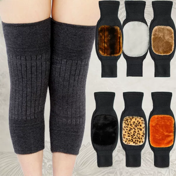 Warm knee pads thickened old cold legs men's and women's knee wool knitted knee pads leg pads plus velvet windproof cold wholesale