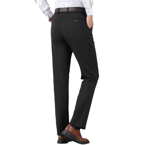 Spring and Autumn Thick-Style Summer Thin-Style Western Pants, Mid-to-Late Adult Casual Pants, High-Waisted Long Trousers, Middle-Aged Men's Elastic Pants, Dad-Style Wear
