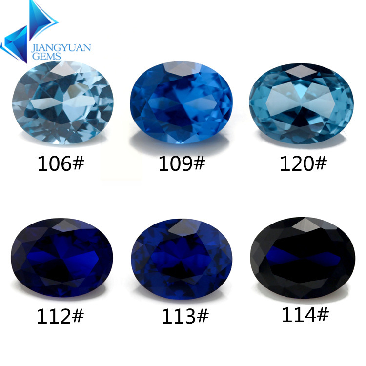 3x 5~10x 12mm egg-shaped blue sharp Crystal Wuzhou artificial sapphire high temperature resistant non-discoloration gem
